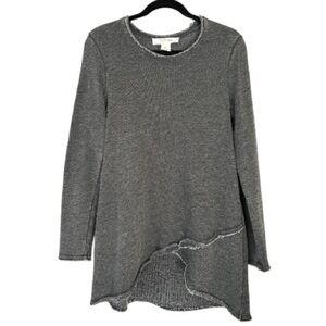 WORKSHOP REPUBLIC knit sweater Tunic gray sz medium. Raw hems, asymmetrical hem